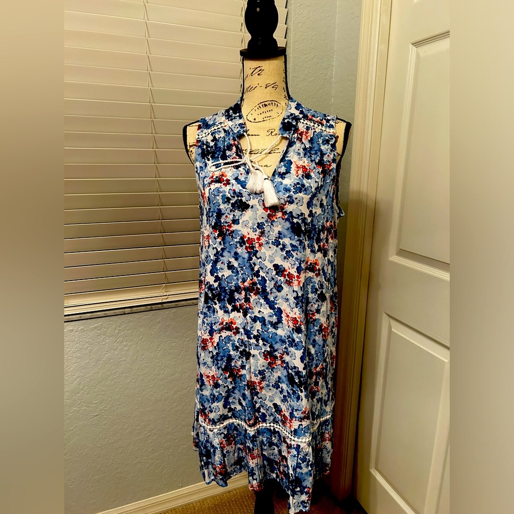 NWT, Red, White, and Blue sleeveless dress from Crown & Ivy, Sz small.